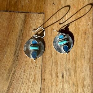 Silver and Blue Dangle Earrings